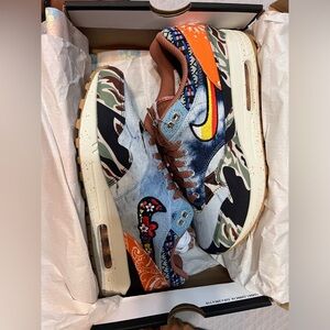 DN1803-900 Concepts × Nike Air Max 1 Heavy Camo Blue Orange Brown Sail Denim